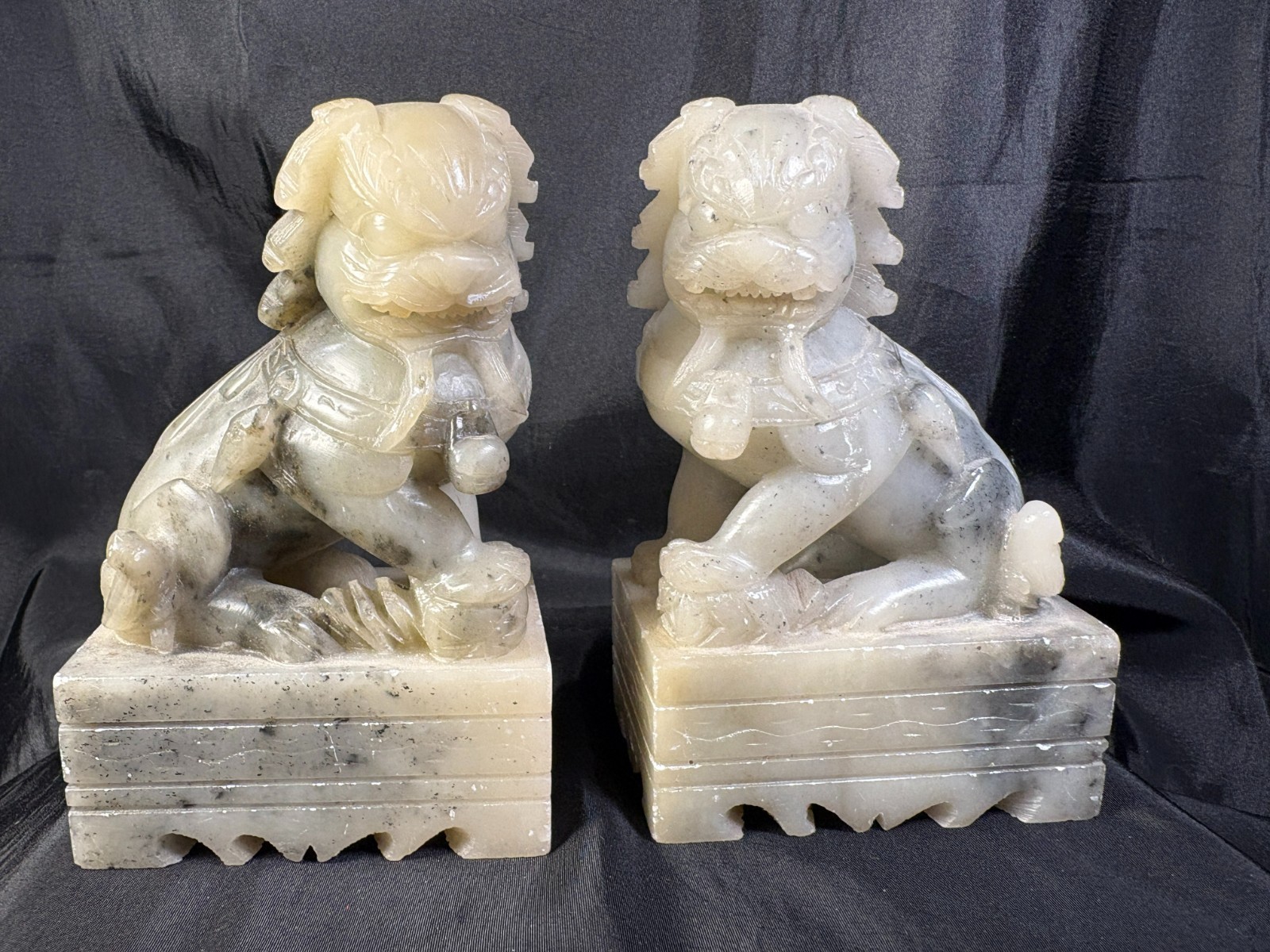 Chinese Soapstone FOO DOG Bookends – Guardian Lion 5 inches tall