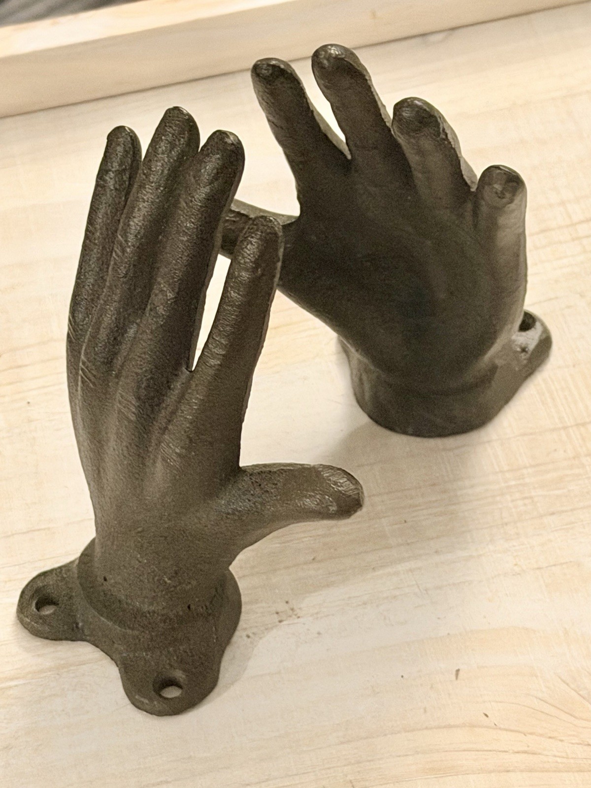 2 Cast Iron Hands Bookends Metal Rustic Shelf Table Decor Hand Decor Farmhouse