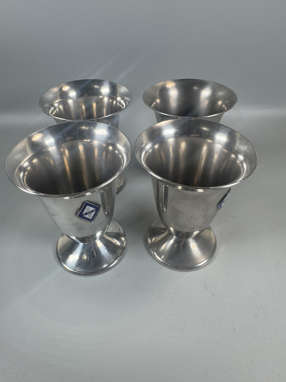 Set of 4 GLN Silverplate Trophy Cups 3” – Vintage ASC Top Score Emblem