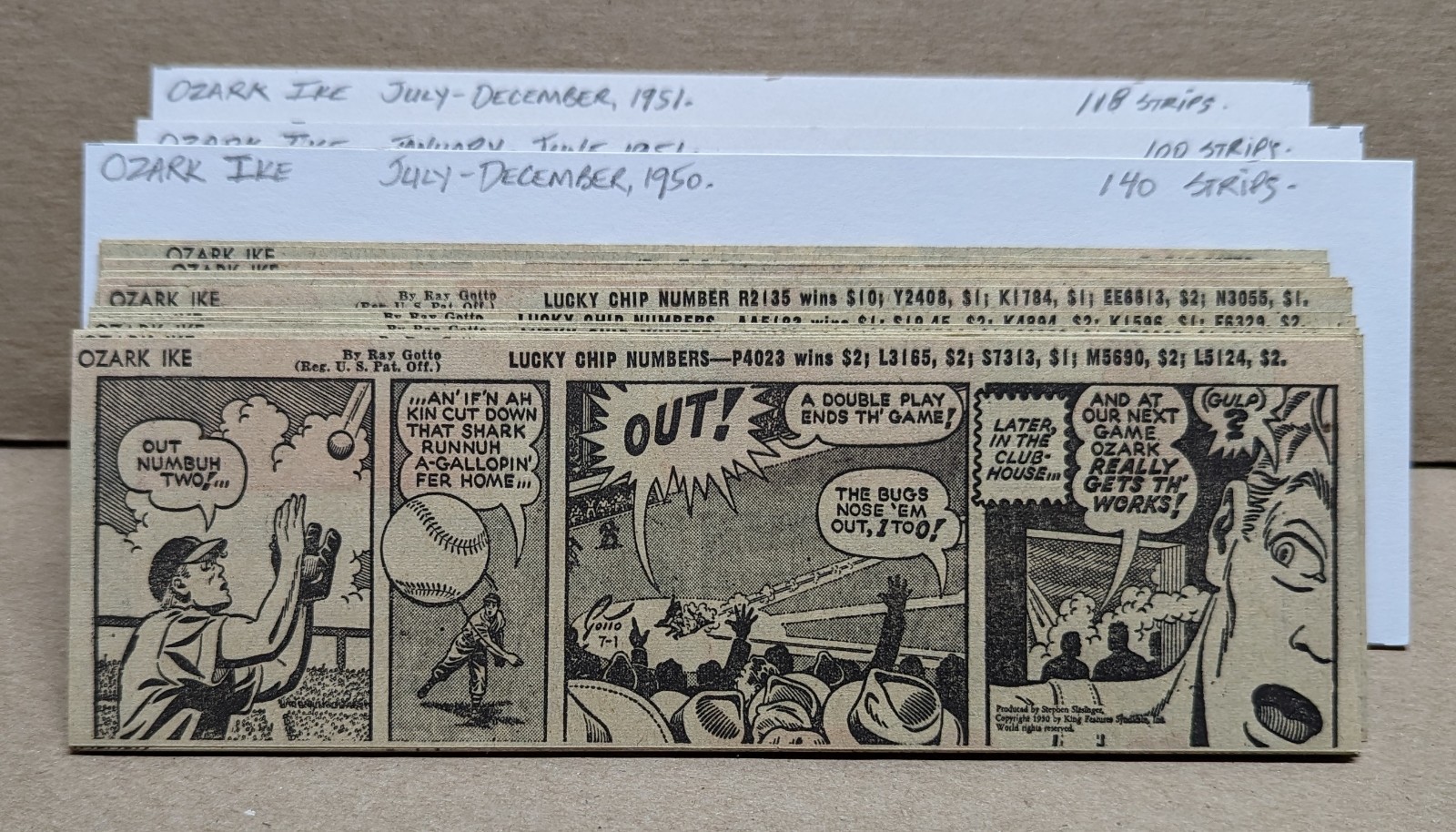 9,100+ Daily Comic Strips. 1940s-1950s. Lots Of Consecutive Dates. Hand Trimmed.
