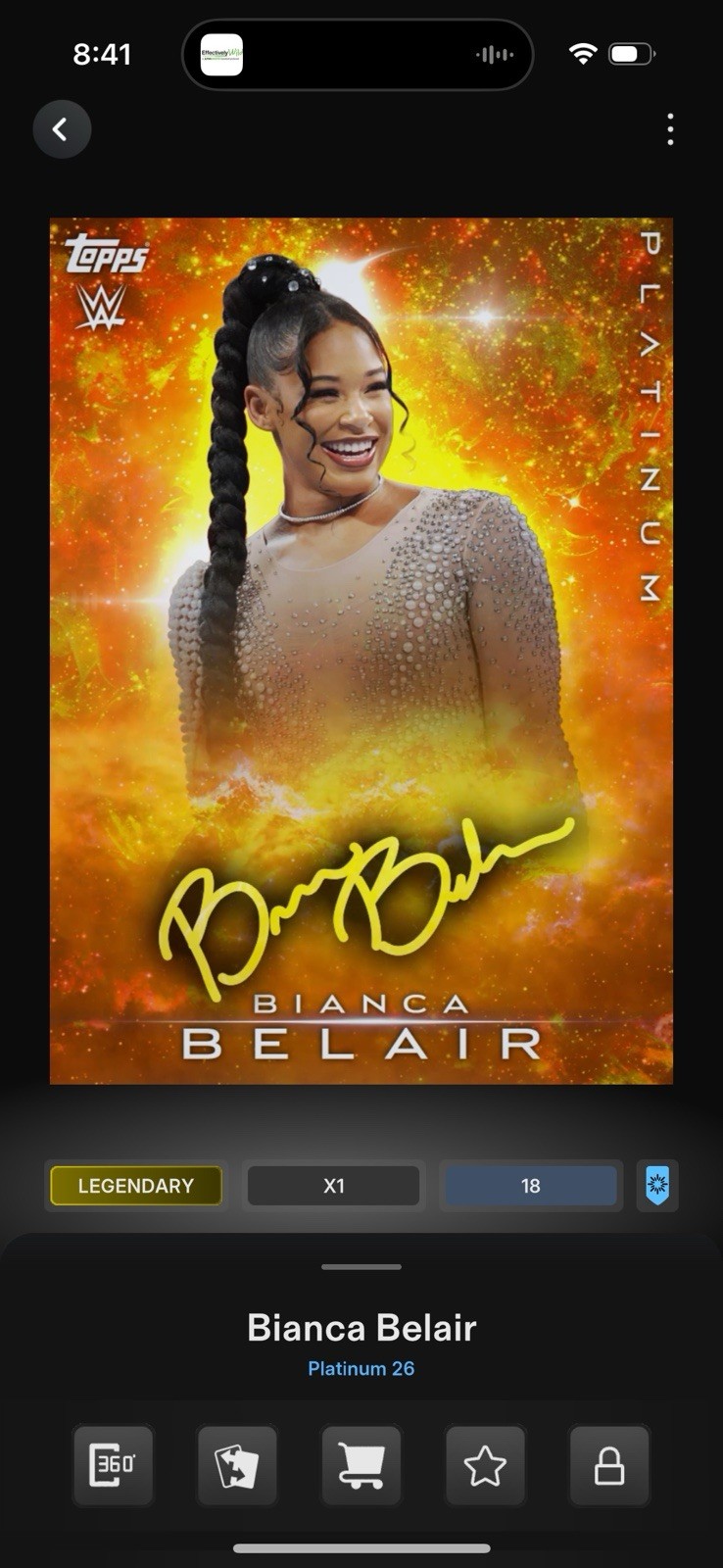 Bianca Belair WWE Slam Platinum 26 Fire Sig Motion Legendary 18 CC Digital