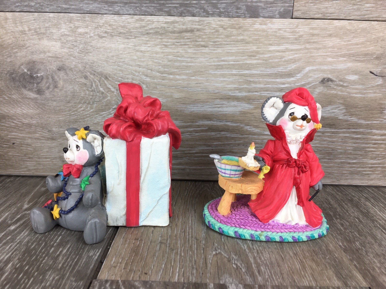 L’il Velvet Christmas Mouse Figurines Tom Rubel Studio Collection VTG 1994