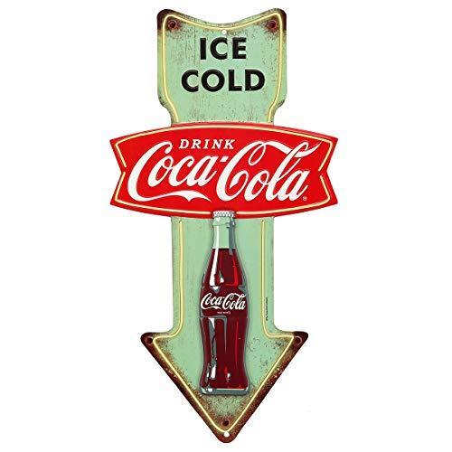 Open Road Brands Coca-Cola Ice Cold Arrow Embossed Metal Sign – Vintage Diner