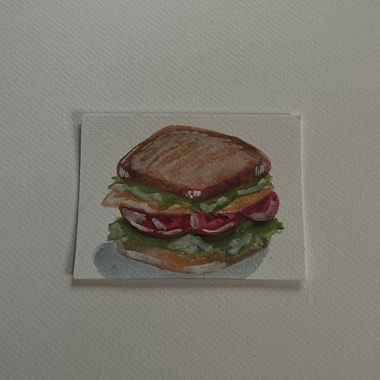 ACEO Art Card Original Food Watercolor “ Sandwich ” 2.5in.3.5in – Bunnyarts