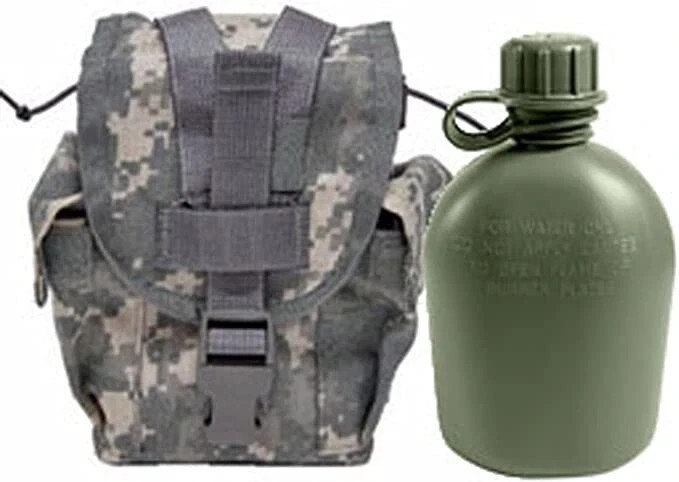 US Military G.I. 1 Quart Olive Drab Canteen with ACU MOLLE Pouch