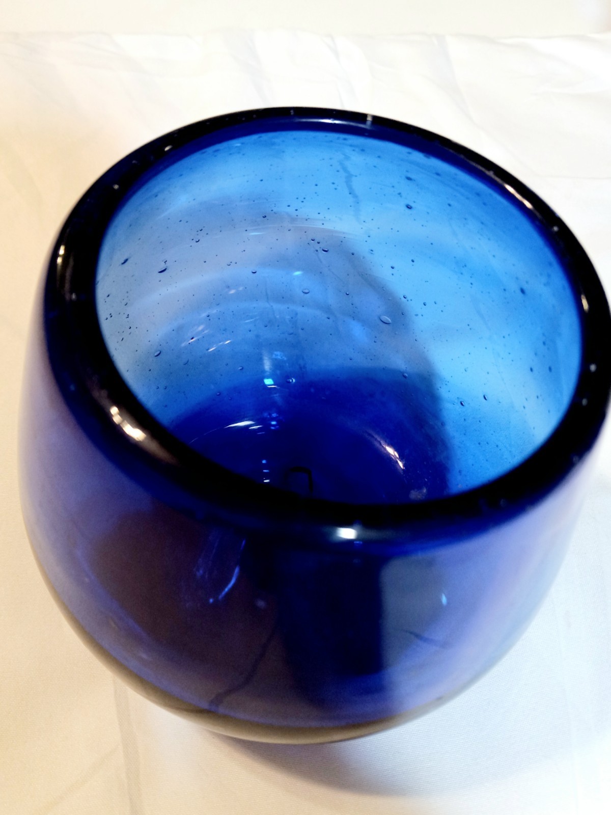 Cobalt Blue Decorative Hand Painted Florals Signed Glass & Blown Glass 3 Pcs