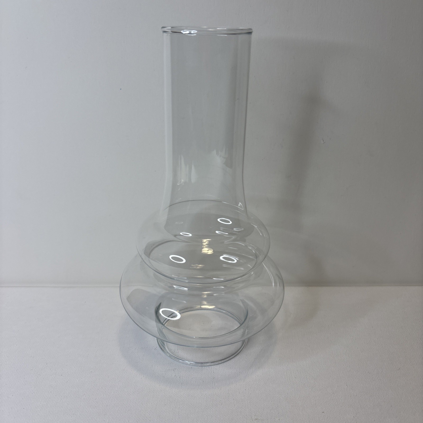 Chimney Double Bulge Glass Oil Lamp hurricane 8 3/8” Tall 2.75” Fitter Receiver