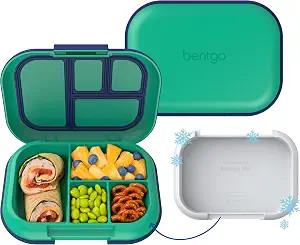 Bentgo Chill Kids Leakproof Lunch Box – 4-Compartment Bento Box with Built-In Ic