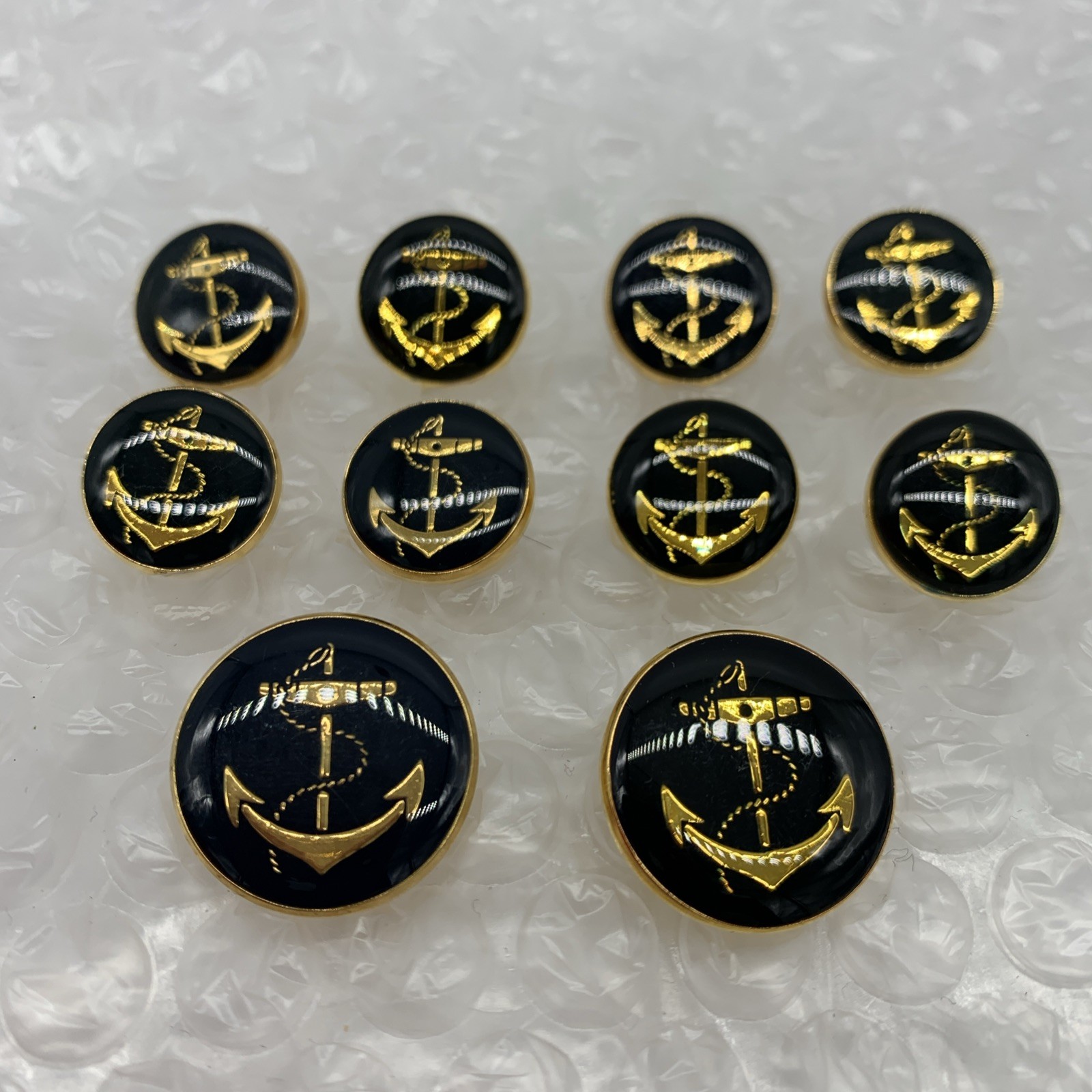 Holland Sherry England Blazer Button 10 Gold Navy Blue Enamel Large Anchor