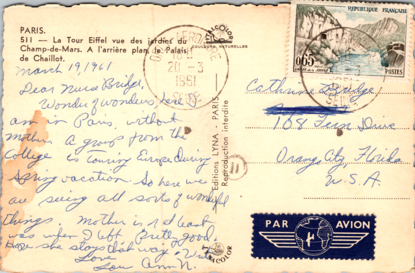 The Eiffel Tower Paris France Postcard