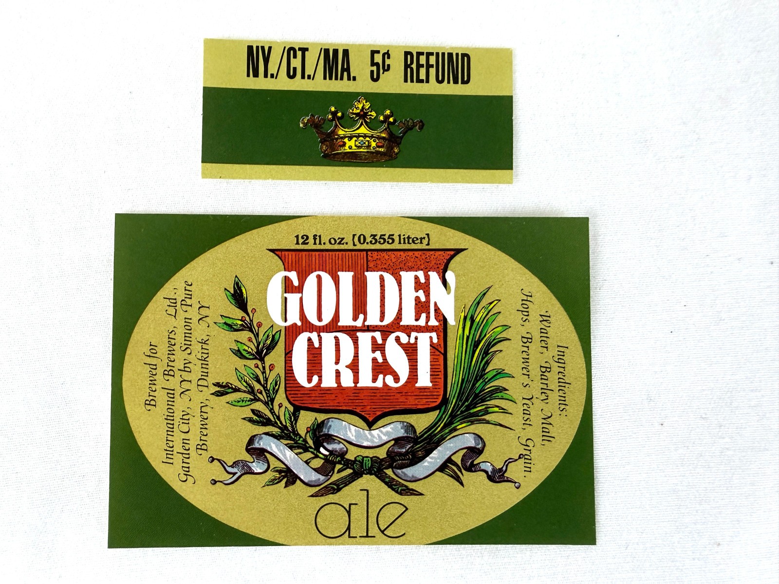 Koch’s – Golden Crest Ale Label – Fred Koch Brewery – Dunkirk, NY – Vintage!