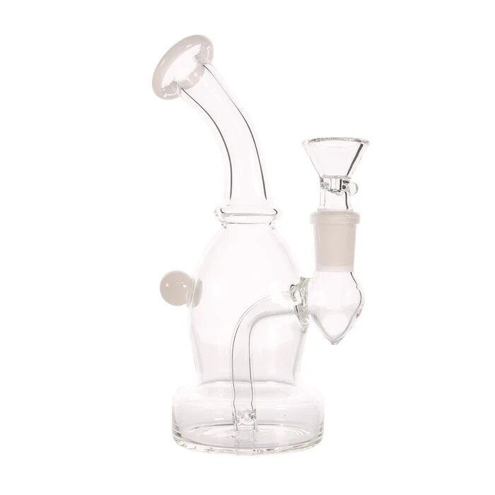 7″ White Marble Premium Quality Glass Bong Water Pipe Hookah Tobacco 14MM Bowl