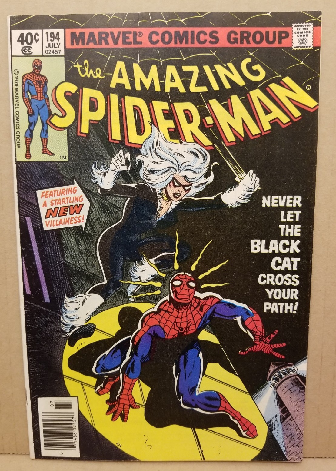 AMAZING SPIDER-MAN #194 VG 4.0 1ST BLACK CAT APPEARANCE NEWSSTAND 1979 MARVEL