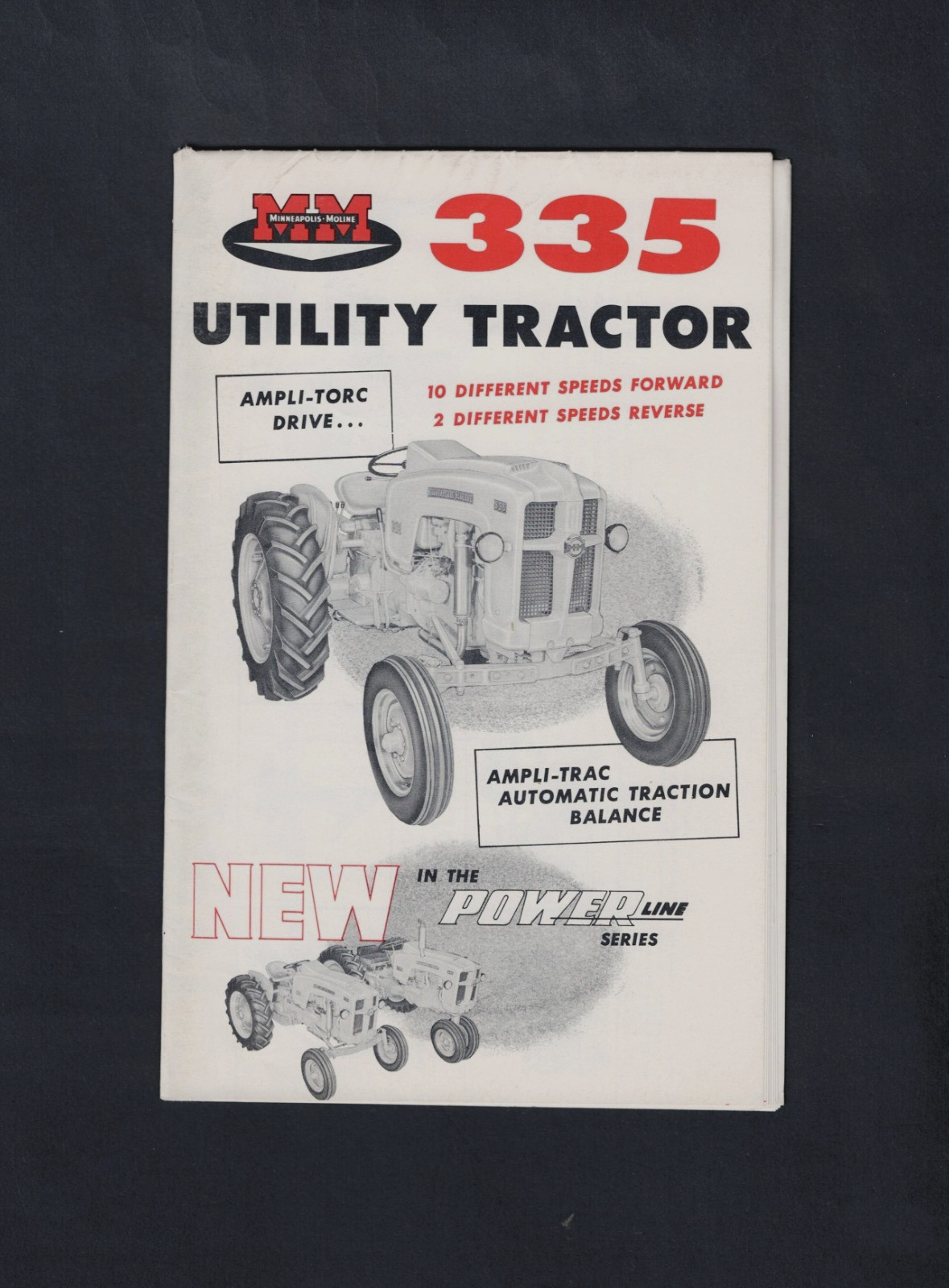 MINNEAPOLIS-MOLINE 335 UTILITY TRACTOR 16 PAGE BROCHURE 1950s
