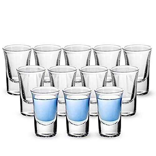 12 Pack Shot Glass Bulk Set with Heavy Base, 2 Ounce Whiskey Shot Glasses,