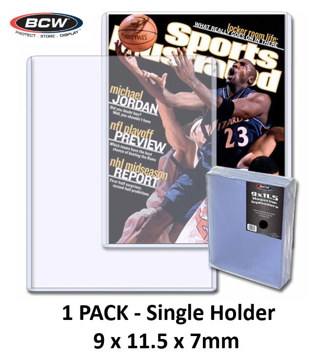 BCW (New) 1 Pack Single Magazine Top Loader – Rigid PVC Holder – 9 x 11.5 x 7mm
