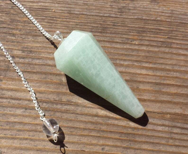 NATURAL AMAZONITE STONE GEMSTONE FACETED PENDULUM