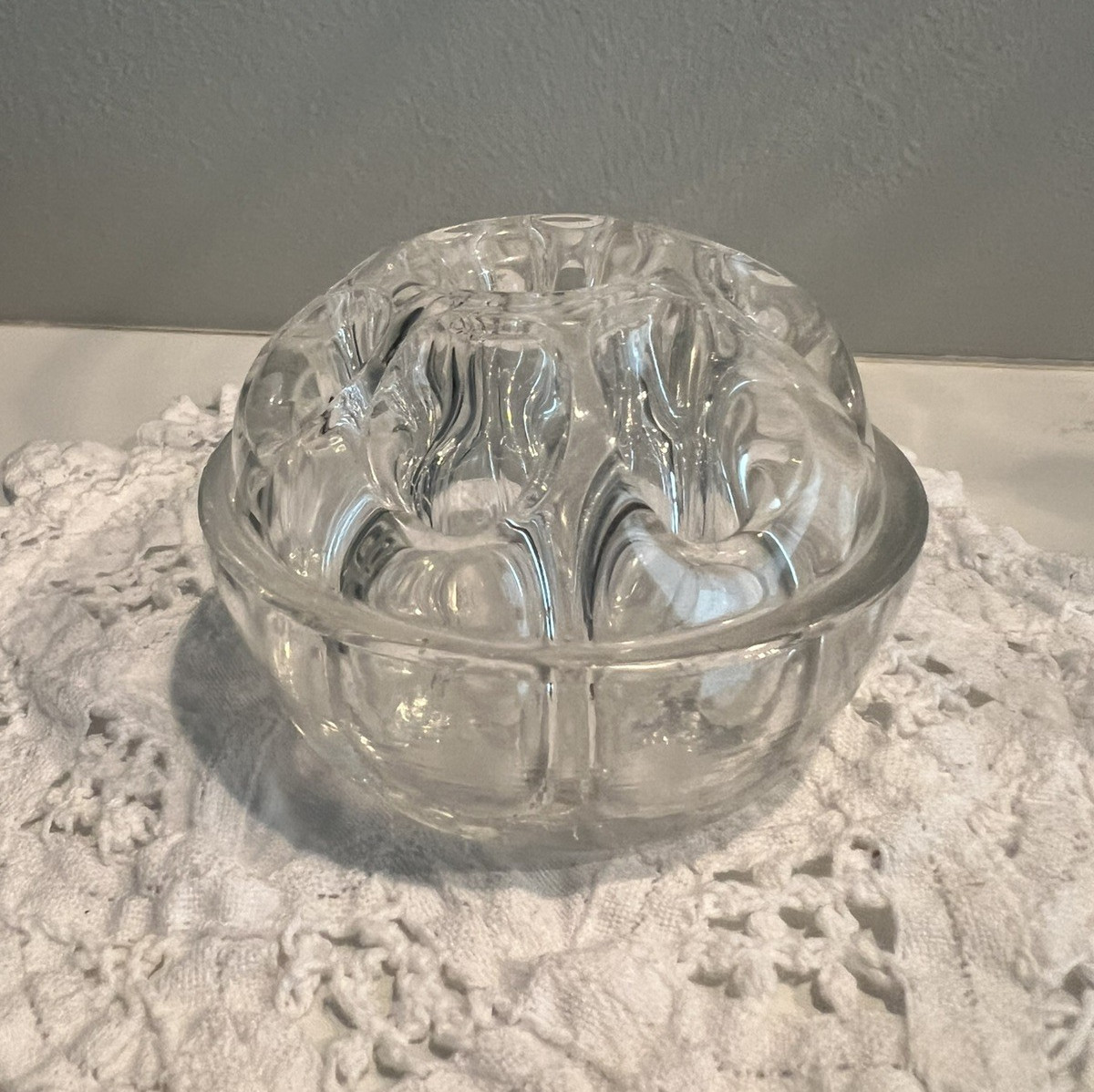 Vintage Remi Made In France Flower Frog MCM Glass 9 hole 3″ VGC
