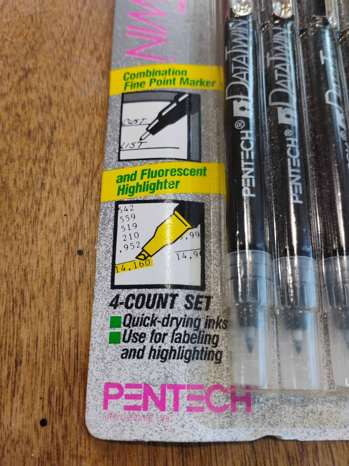 NOS Vintage Pentech DataTwin Fine Point Marker & Highlighter DUO Package Of 4