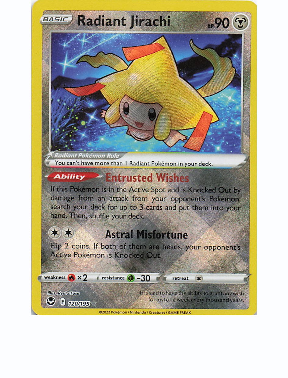 RADIANT JIRACHI 120/195 Radiant Rare SILVER TEMPEST Pokemon Holo Near Mint