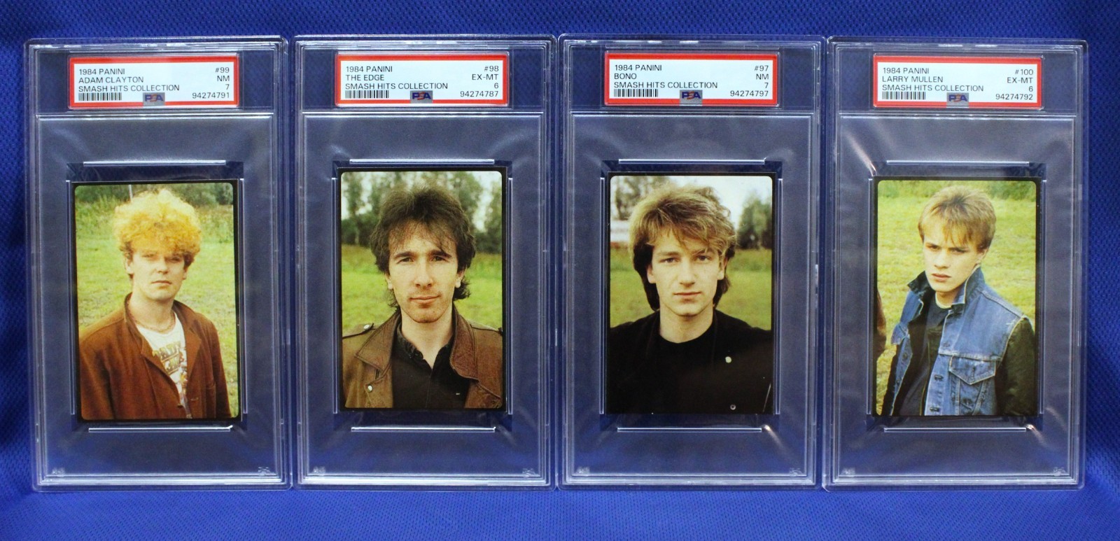(Set of 4) 1984 Panini Smash Hits U2 (Bono Edge Mullen Clayton) (PSA Graded)