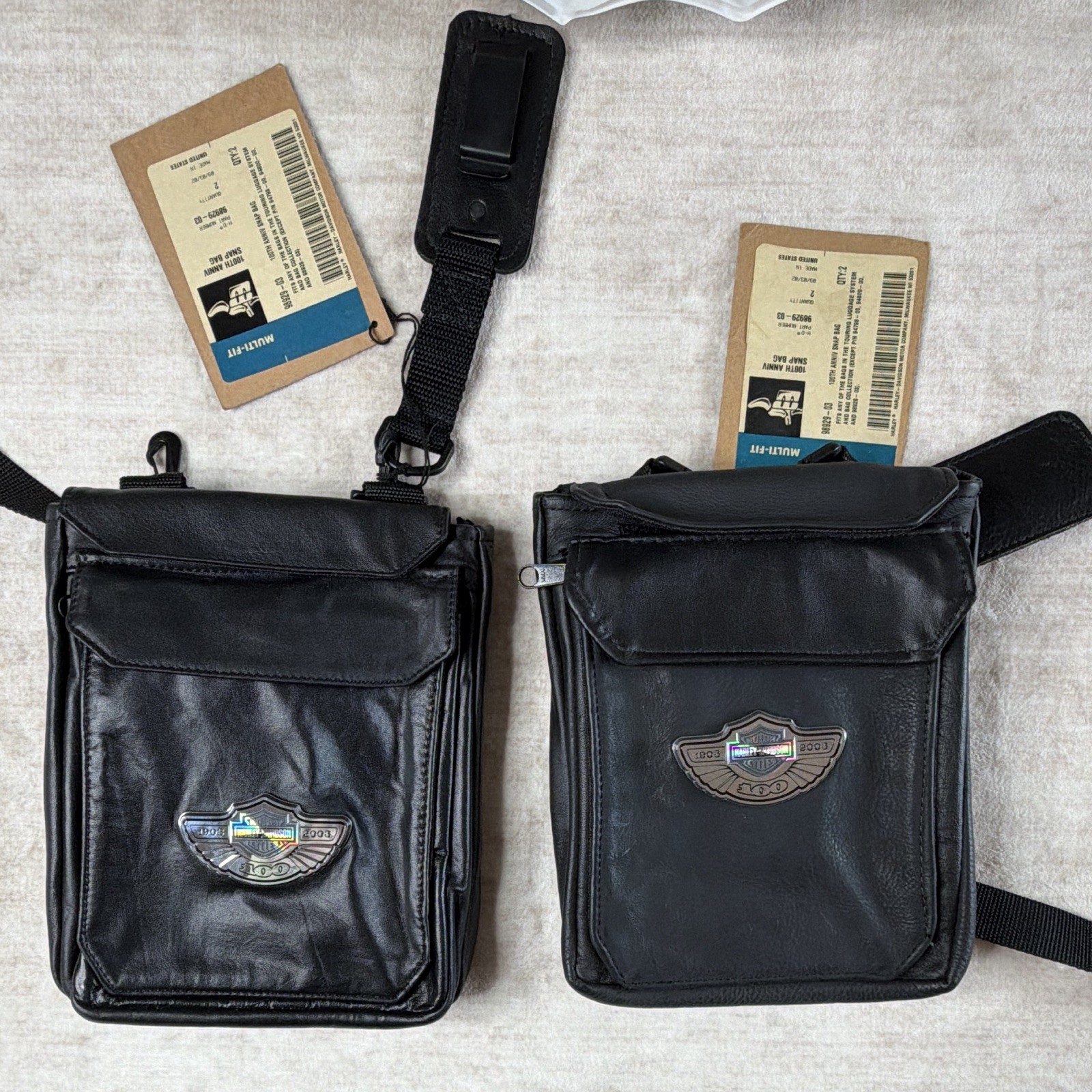 Harley-Davidson 100th Anniversary Snap Bags Pair 98929-03 New w/Tags USA