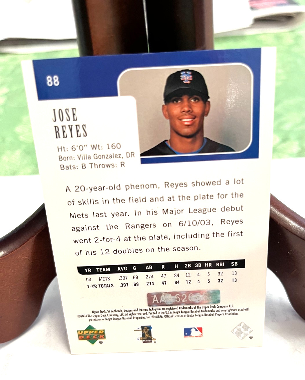 2004 Upper Deck SP Authentic #88 JOSE REYES NY Mets Game Dated/AUTO 1/1