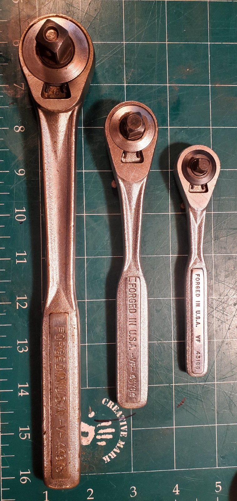 Set of 3 Vintage Craftsman Ratchets 1/2, 3/8, 1/4 in. V44975 VF43784 VF43186