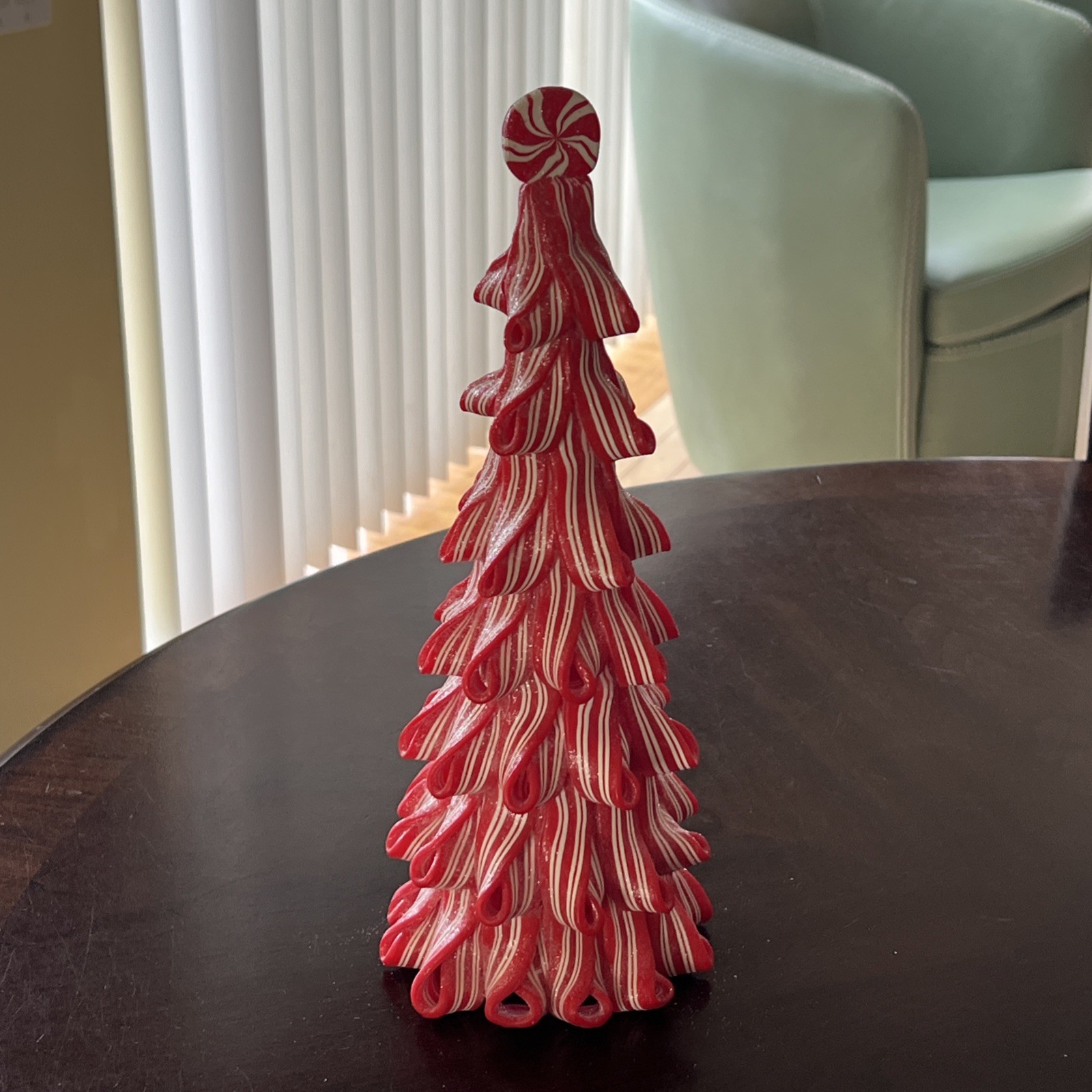 Red And White Peppermint Candy Christmas Tree Table Decor – 12”