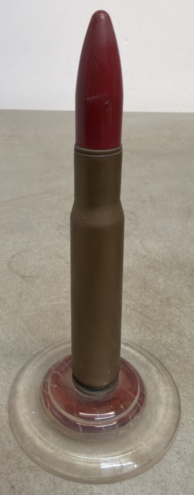Vintage 50 Cal. Bullet Lighter Trench Art Red Tío