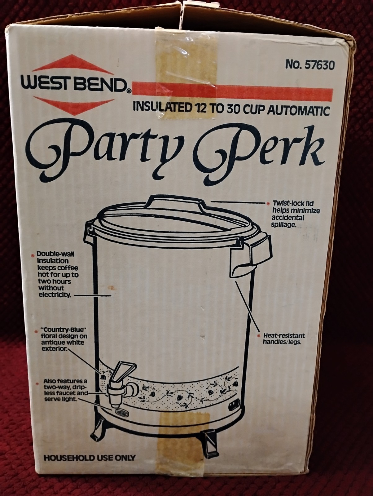Vintage 1991 West Bend Party Perk 57630 Percolator Coffee Maker 12-30 Cups