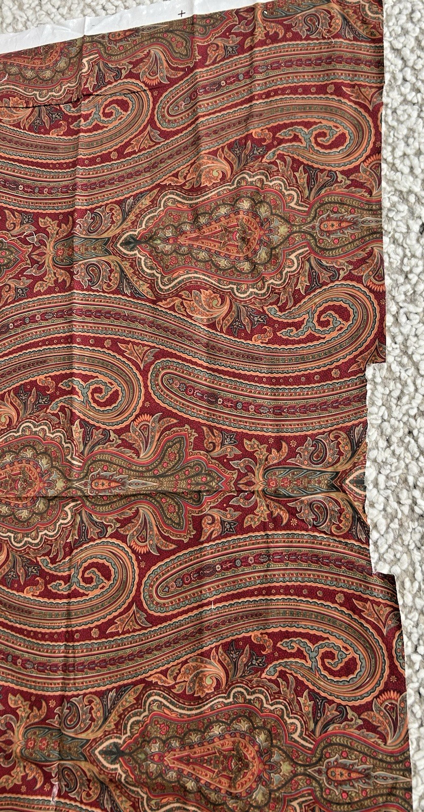 Ralph Lauren HAMPTON SQUARE PAISLEY RED Cotton Upholstery Fabric 1.6 Yards x 54″