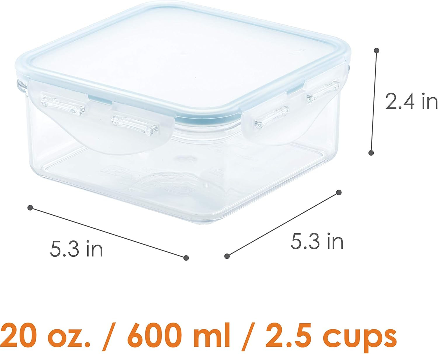 LOCK & LOCK Purely Better Tritan Container/Square Food Storage Bin, 20 Ounce,…