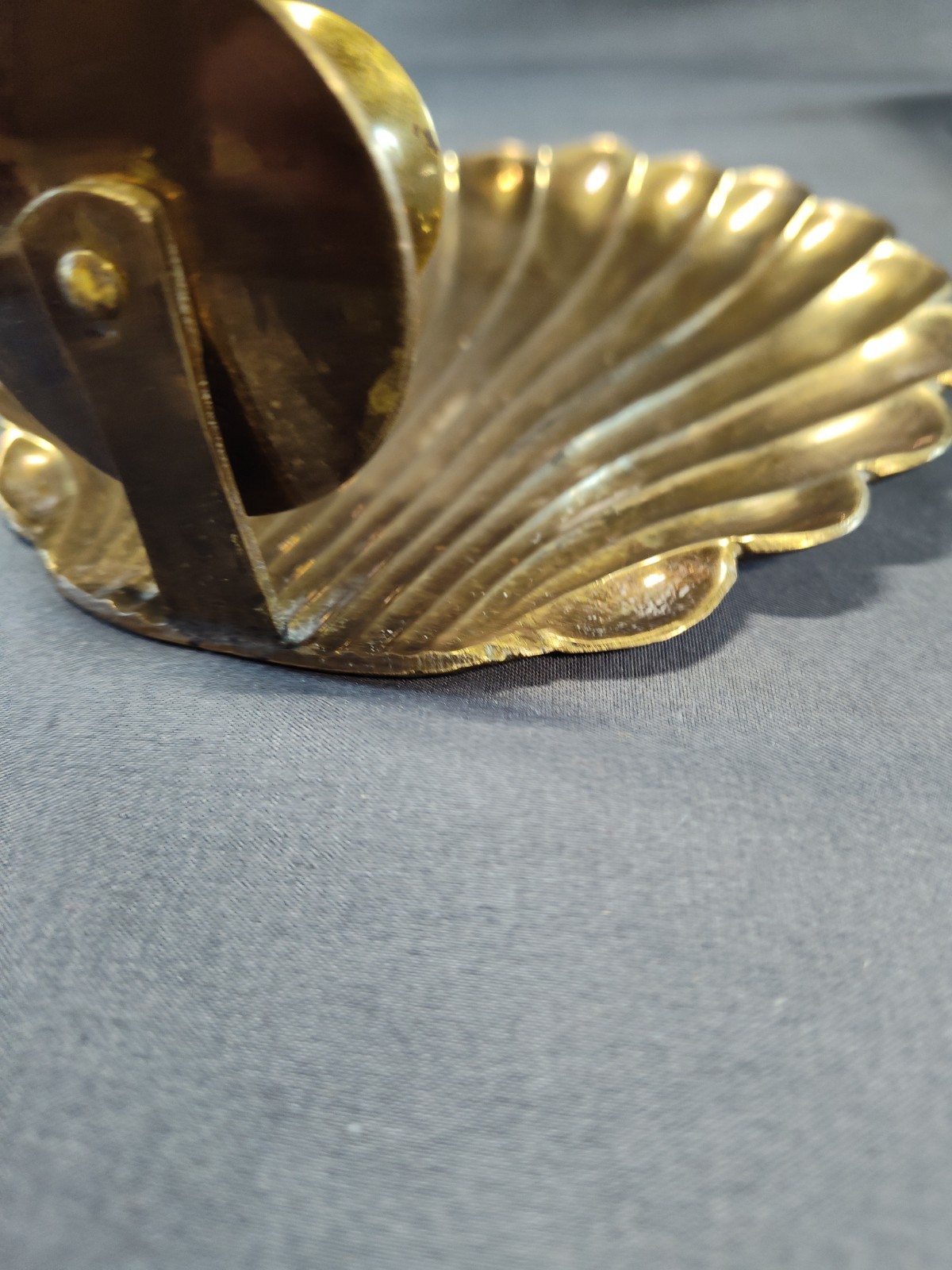 Vintage Solid Brass Clamshell Wall Sconce Candle Holder Heavy Hollywood Regency