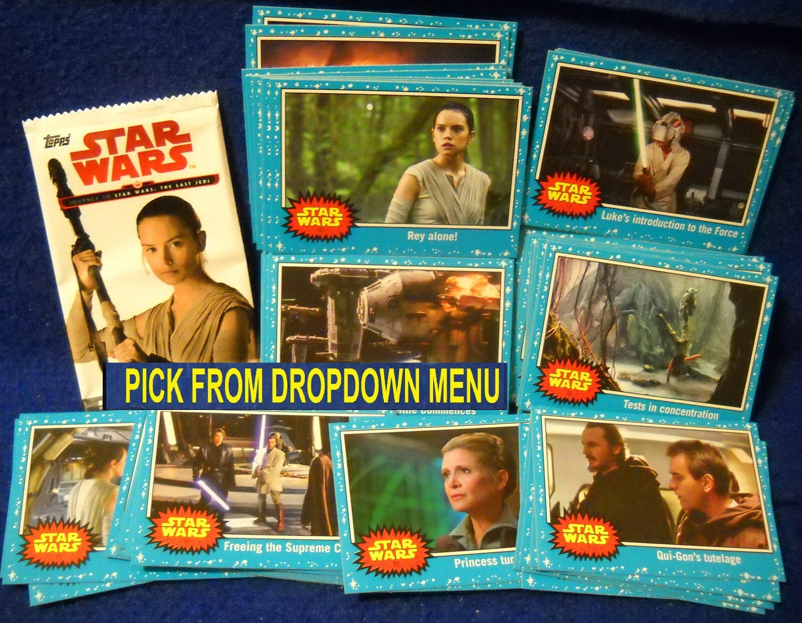 2017 Topps Star Wars Journey to the Last Jedi Blue Base Trading Cards U-PICK-1