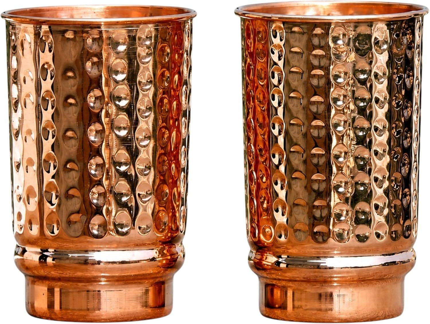 Pure Copper Hammered Drinking Cups – Ayurvedic Health Tumblers – 2 Pcs. Set -LAC