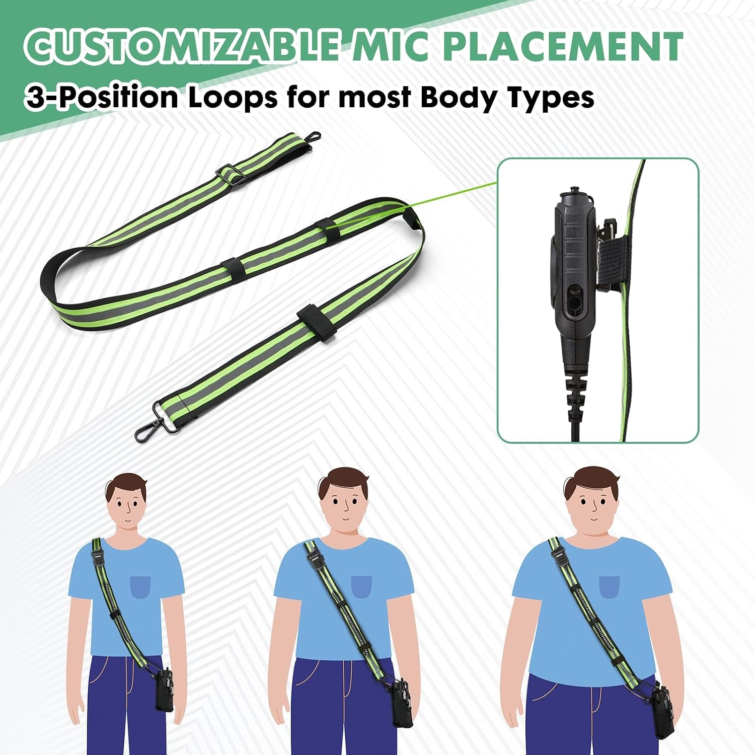 Firefighter Radio Strap and Holder | Reflective Adjustable Shoulder Mic Holder f