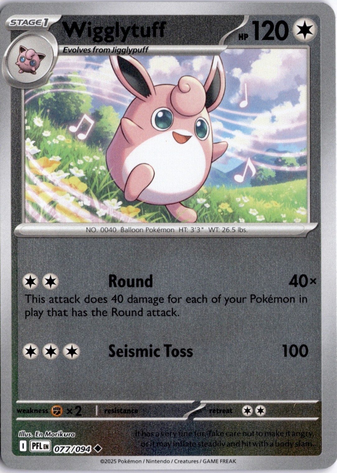 Wigglytuff – 077/094 Reverse Holo ME02: Phantasmal Flames Pokémon Card TCG