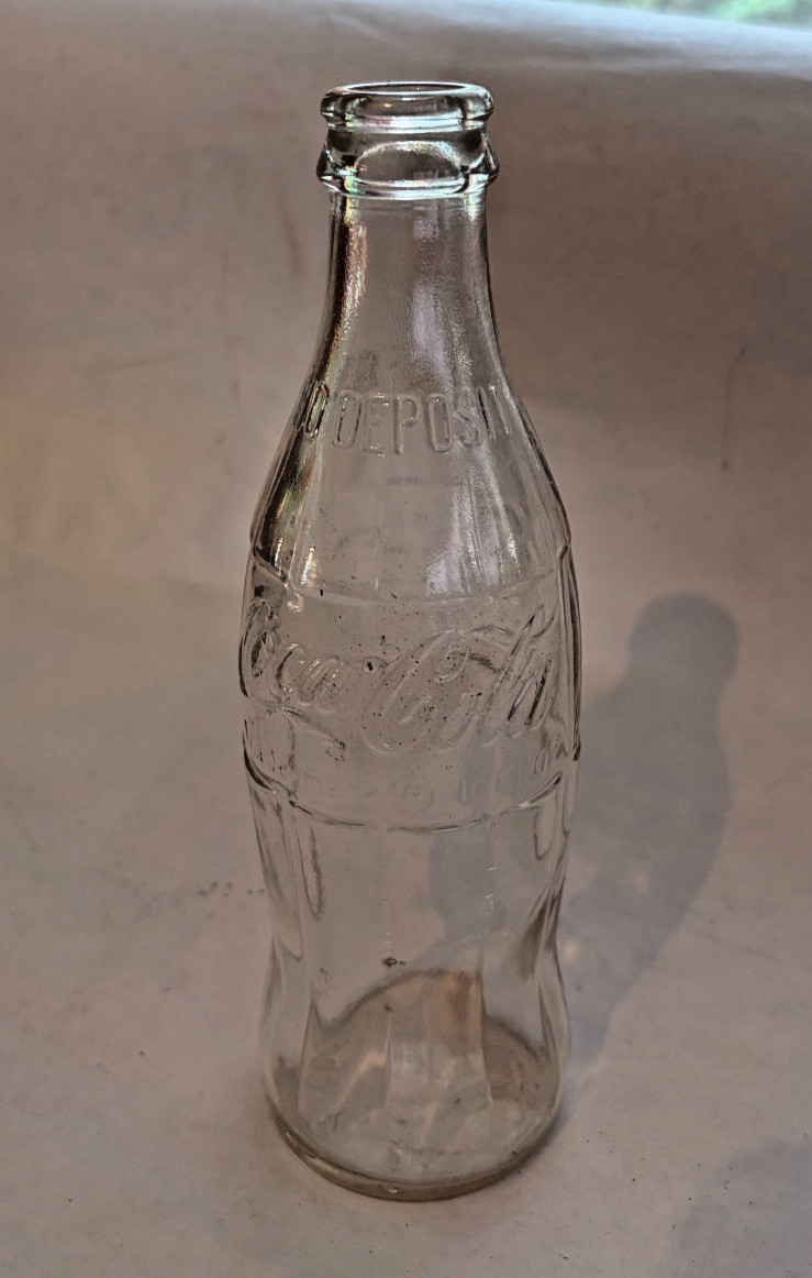 Vintage Coke 10 FL OZ Clear Hobbleskirt Coca Cola Bottle 1974 No Refill