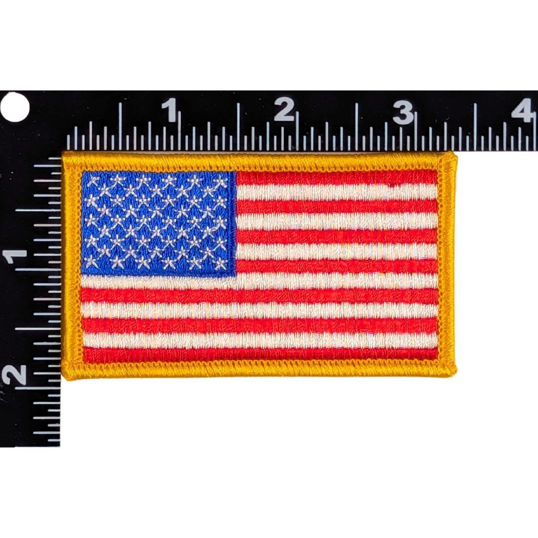 American Flag Patch – Full Color Sew-On Patch – Gold Border
