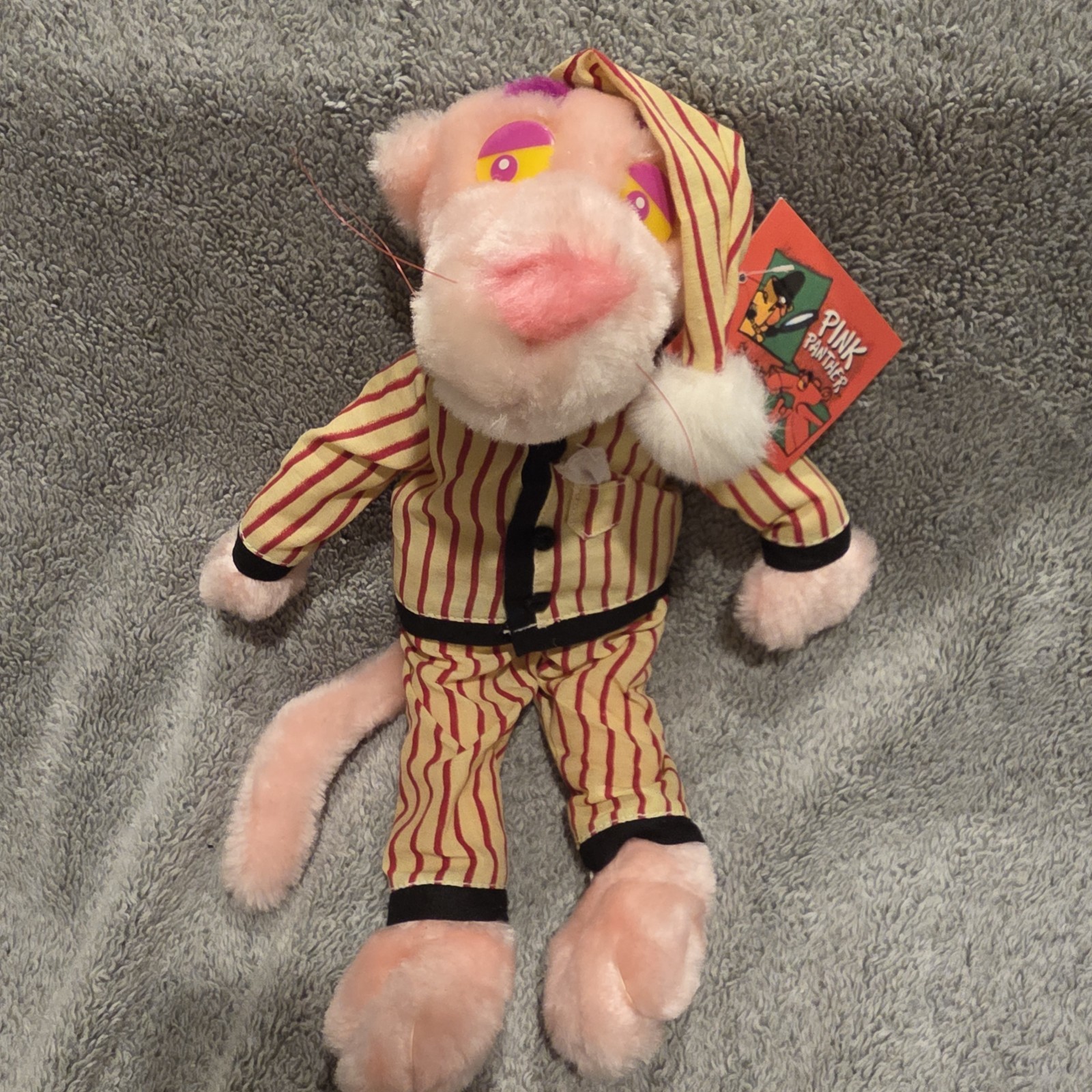 Pink Panther Plush 10″ In Pajamas & Stocking Cap Vintage 1999