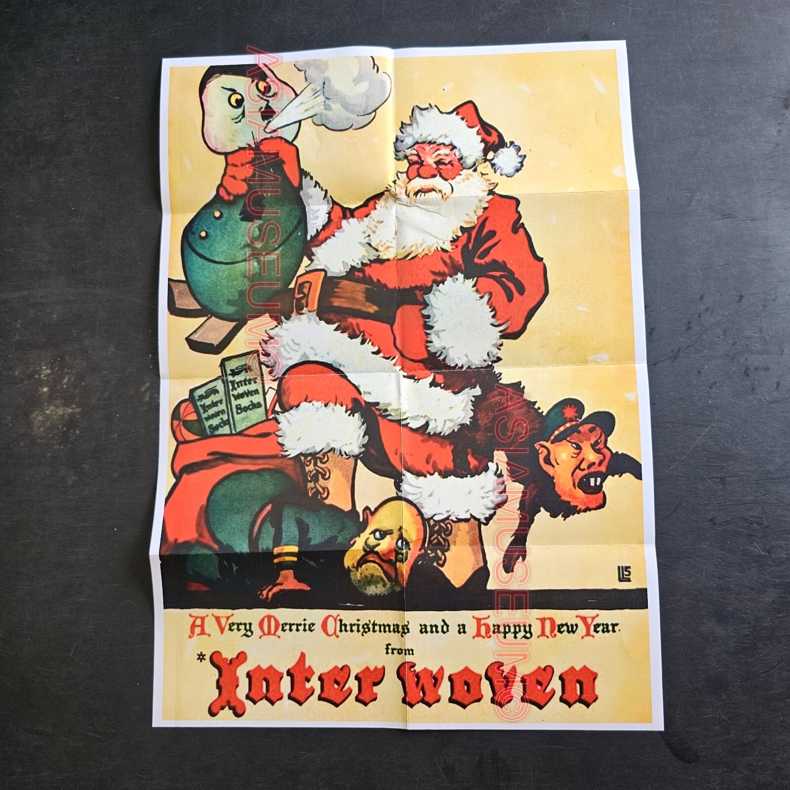 1941 WW2 USA AMERICA SANTA CLAUS CARICATURE FUNNY XMAS PROPAGANDA POSTER F102