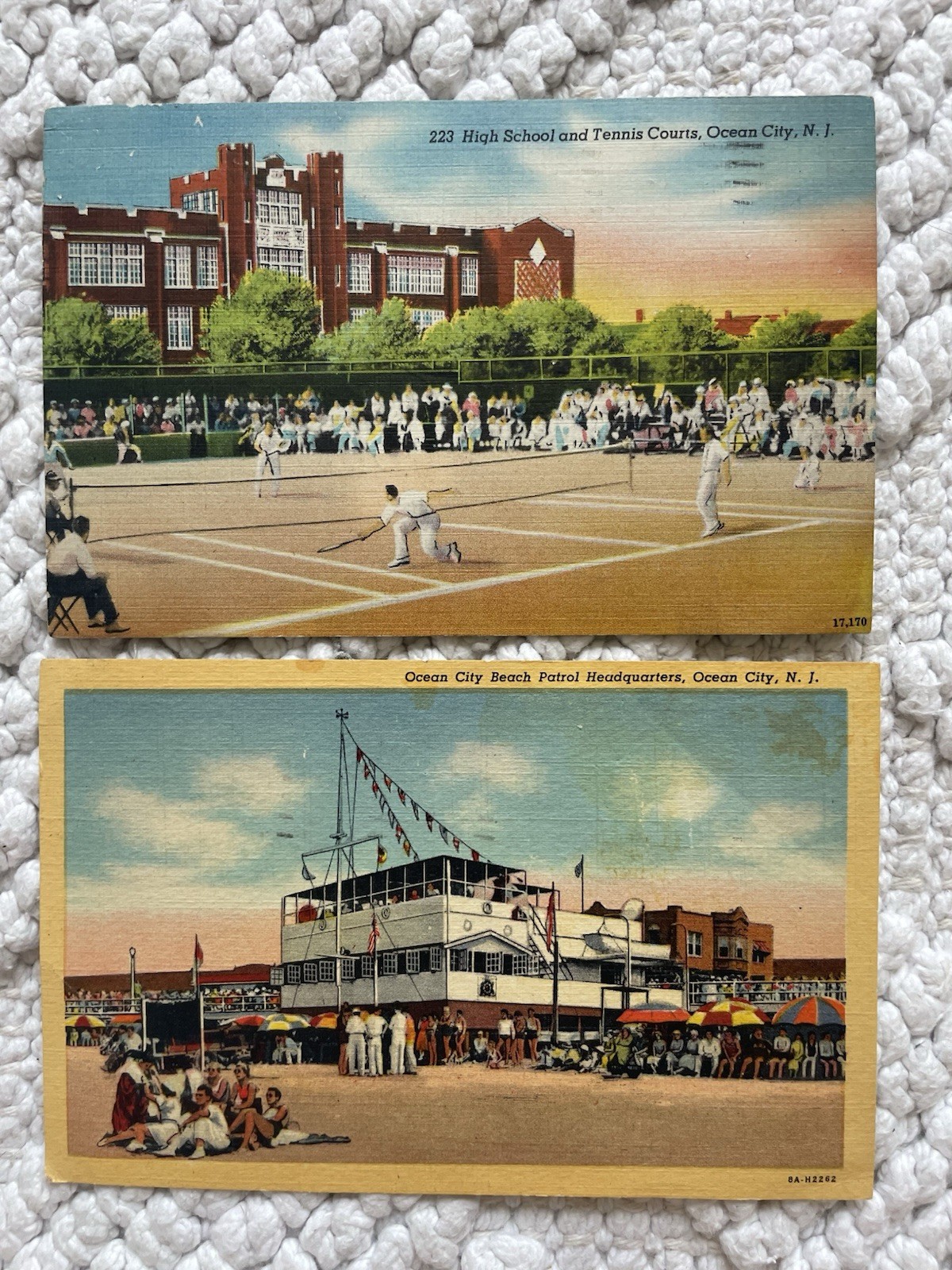Ocean City NJ VTG Postcard Lot Of 2 High School Beach Patrol Linen Posted Jersey