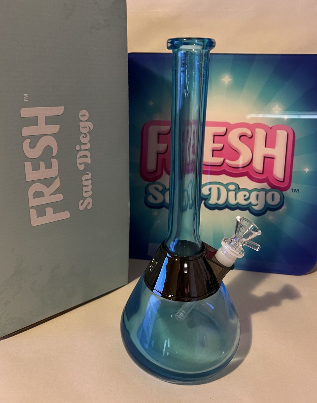 NEW Blue 12″ Fresh San Diego Beaker American Made USA Glass Water Tobacco Pipe