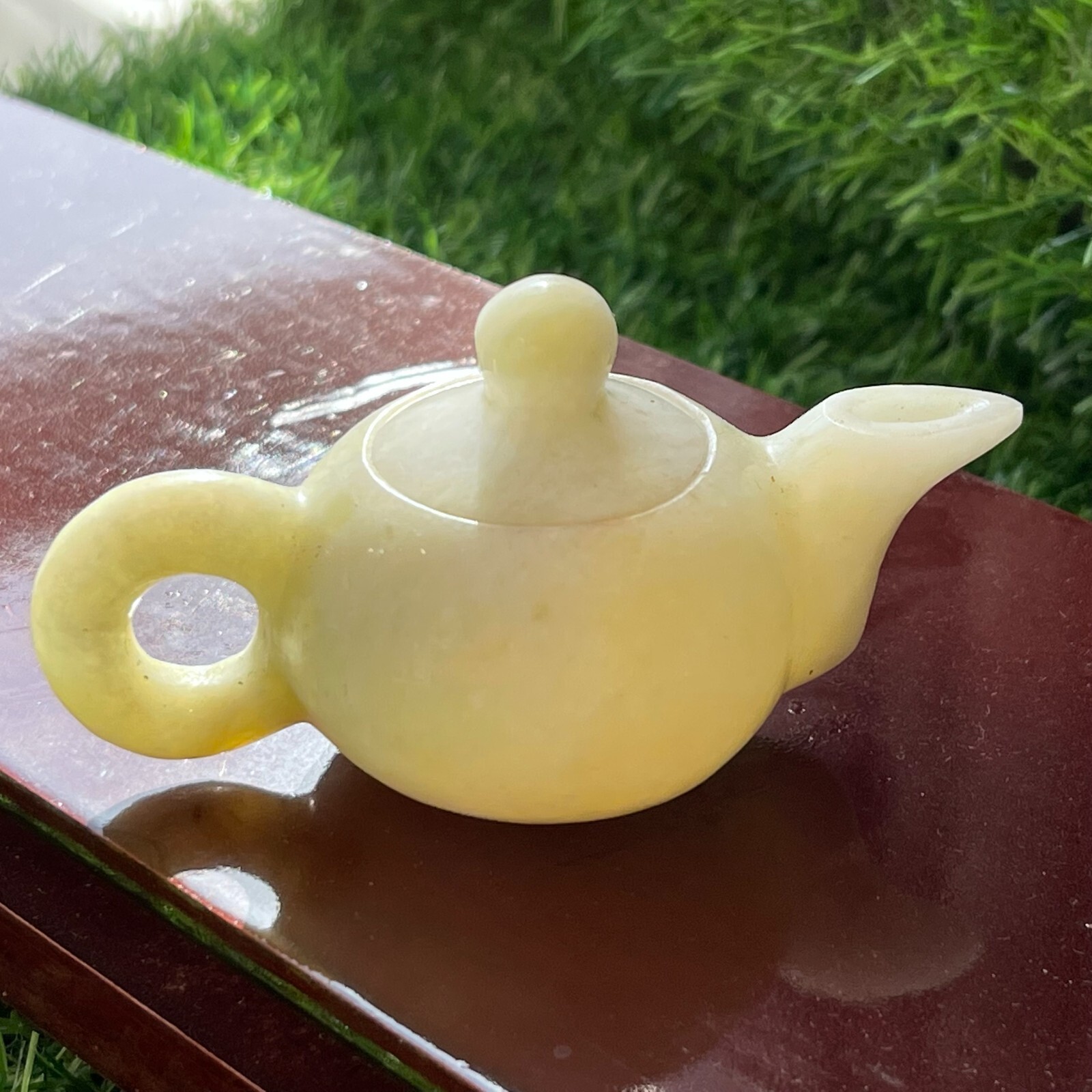 0.25LB TOP Natural Lantian jade quartz hand carved crystal teapot reiki healing