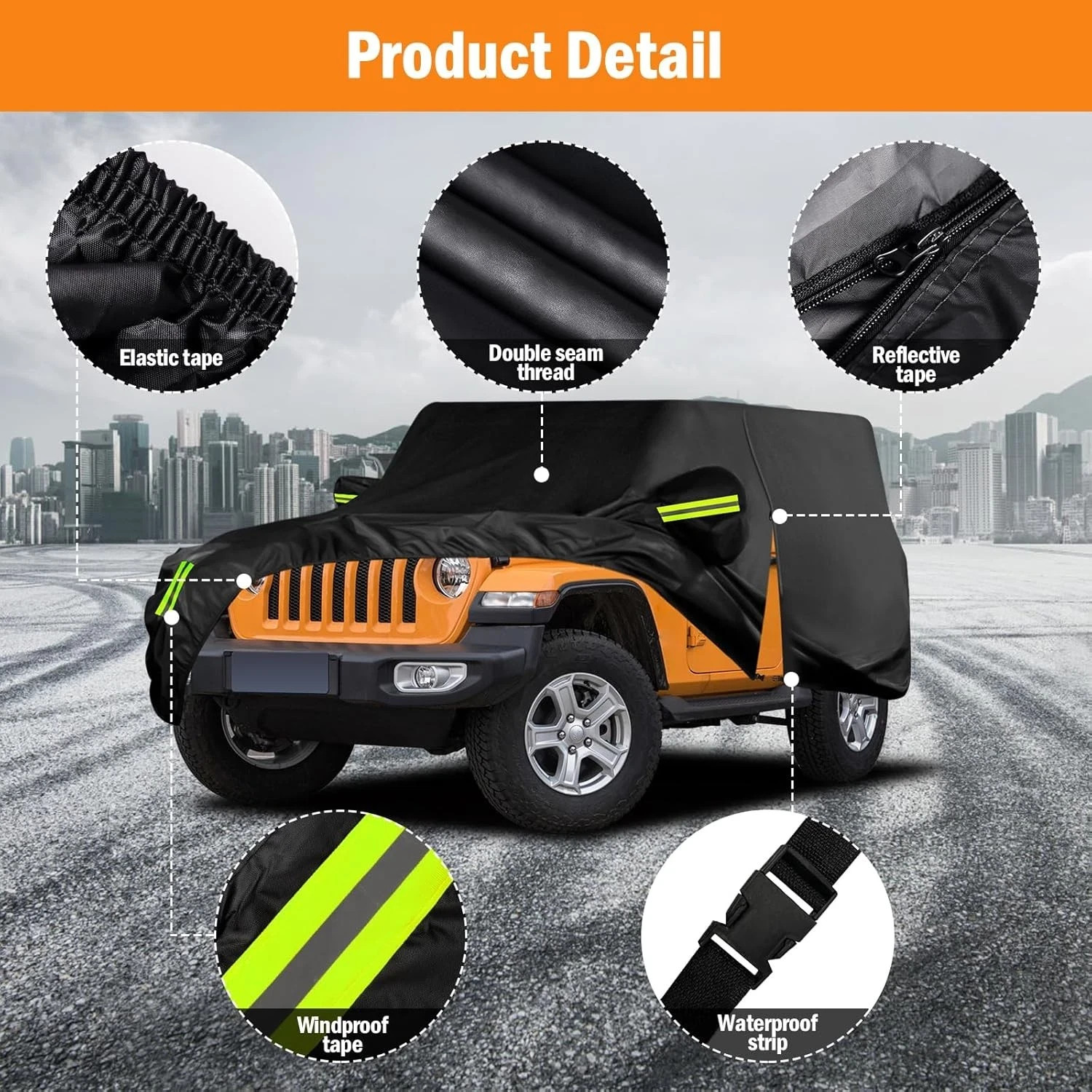 Waterproof Car Cover for Jeep Wrangler 2 Door 1987-2025 JK JL CJ YJ TJ Outdoor S