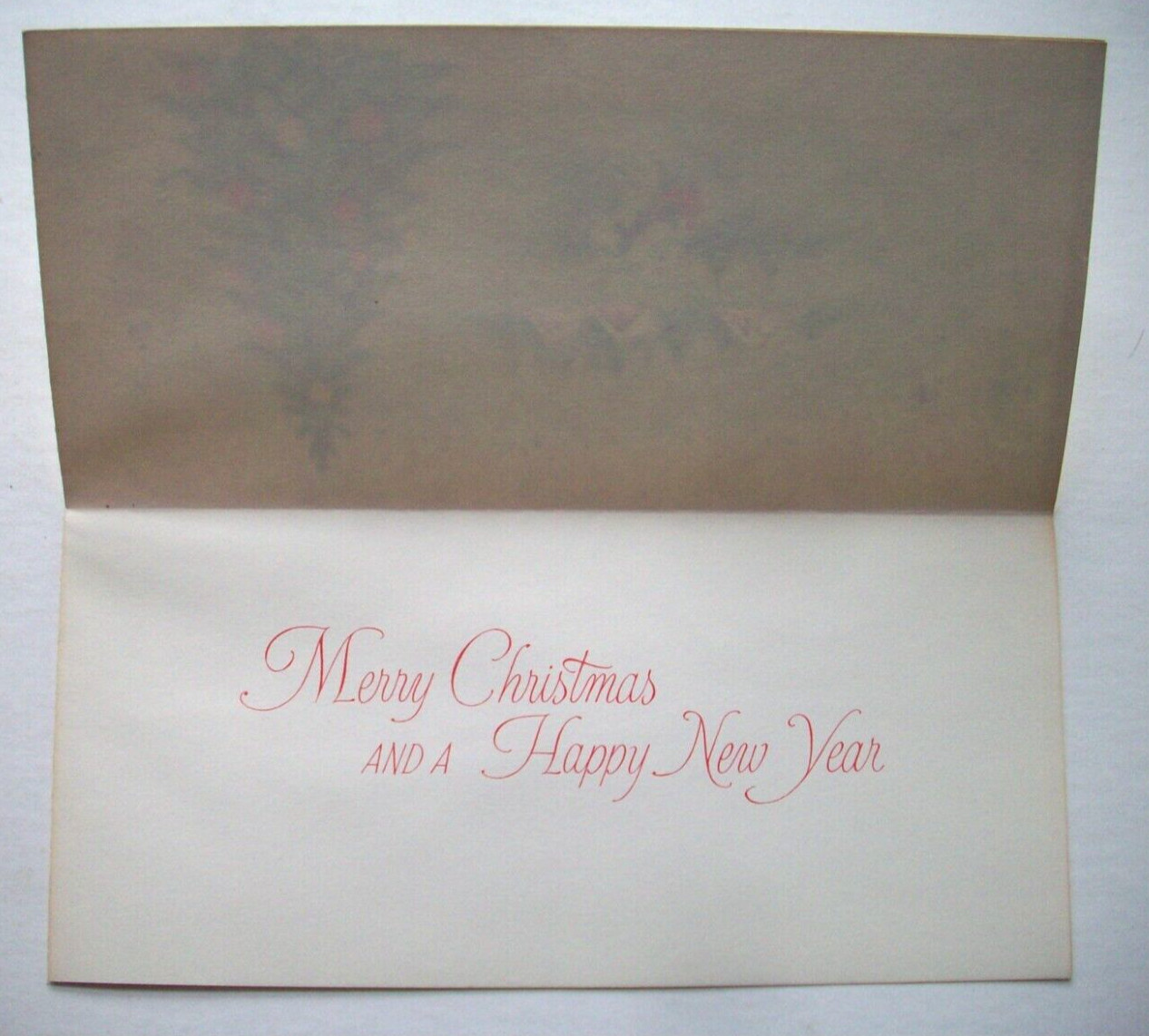 Sleigh ride decorated tree glitter unsigned vintage greeting card *PP19