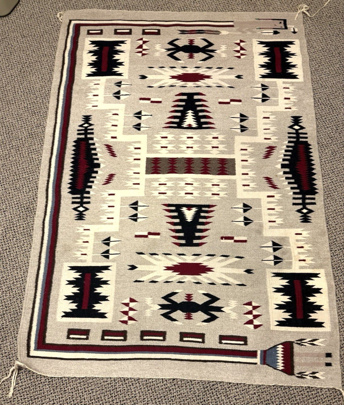 Storm Pattern Yei Navajo Rug Circa 1980 42” x 61” #753