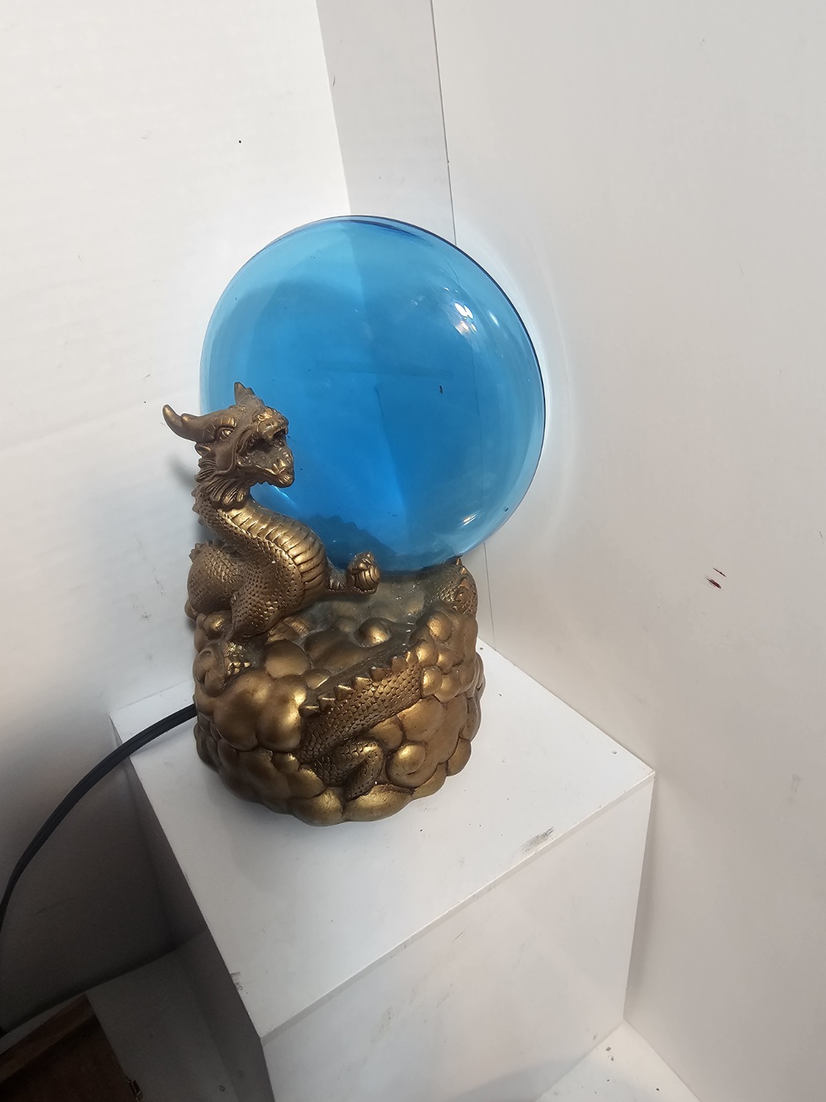 LumiSource Electra Blue Plasma Lighting Motion Art Glass Dragon 10” Accent Lamp