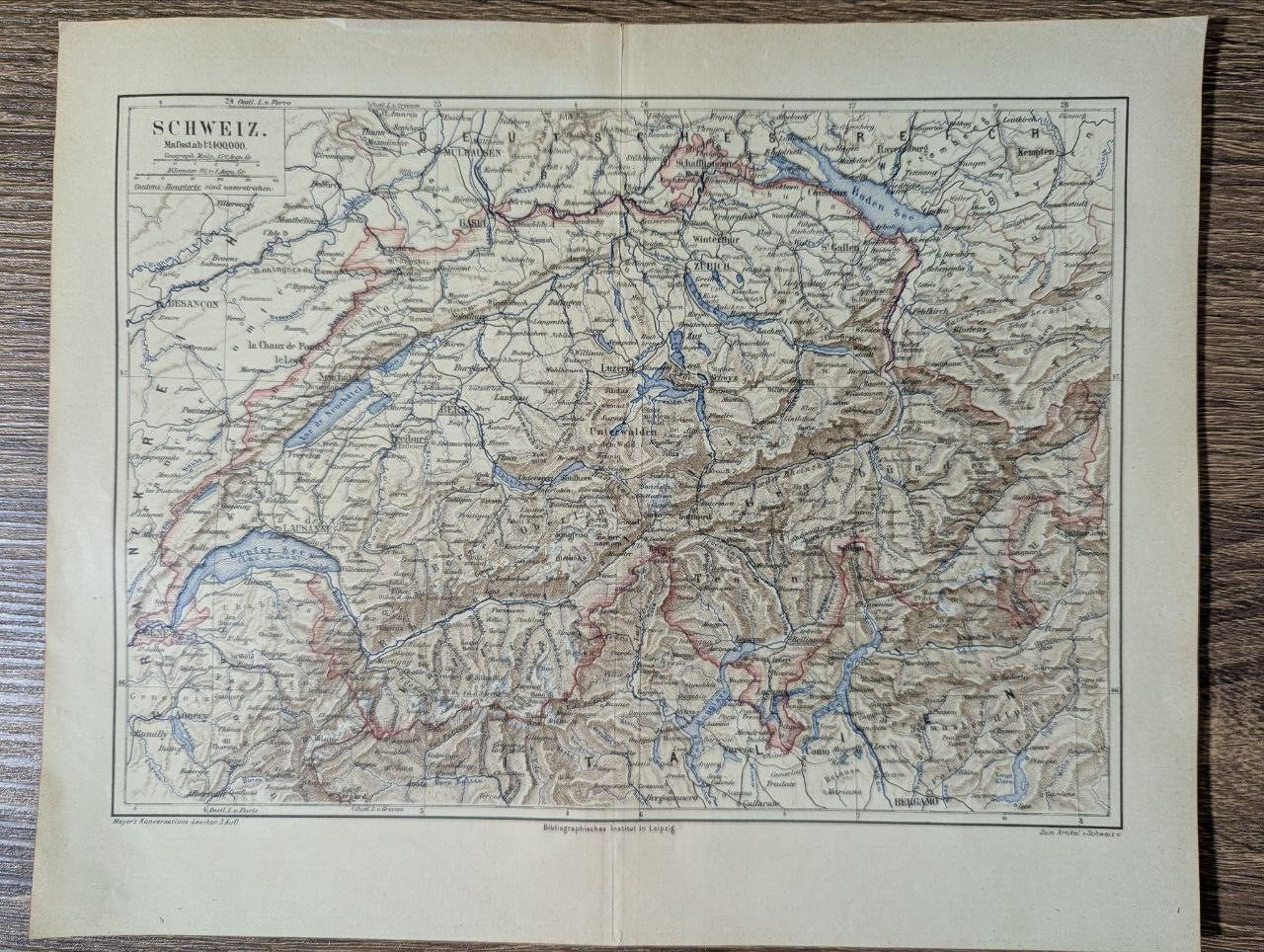 Vintage 1980s Switzerland. “12×9.5″ Inches. Germany Military Maps C25-16